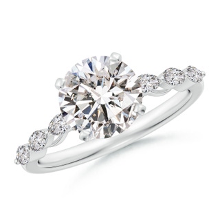 8mm IJI1I2 Round Diamond Engagement Ring with Marquise Accents in P950 Platinum