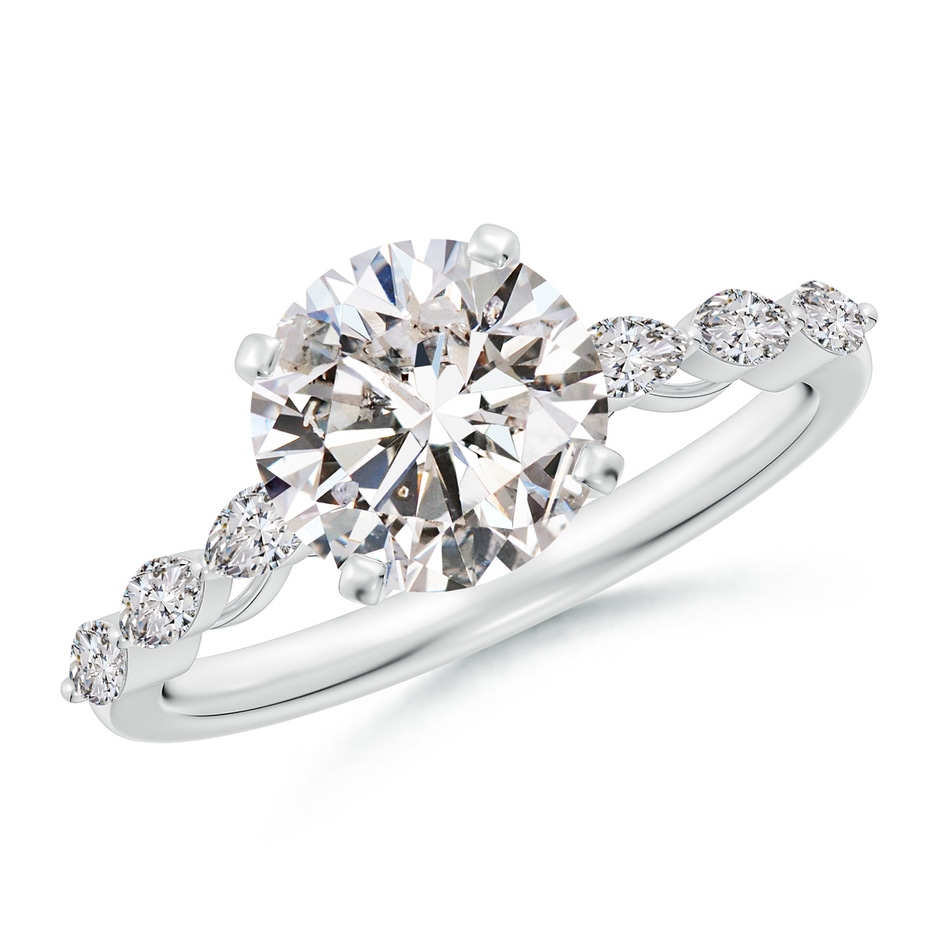 8mm IJI1I2 Round Diamond Engagement Ring with Marquise Accents in White Gold 