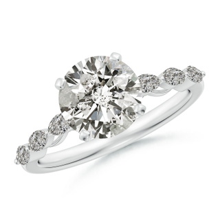 8mm KI3 Round Diamond Engagement Ring with Marquise Accents in P950 Platinum