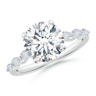 9.2mm GVS2 Round Diamond Engagement Ring with Marquise Accents in P950 Platinum
