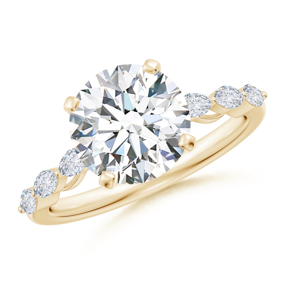 9.2mm GVS2 Round Diamond Engagement Ring with Marquise Accents in Yellow Gold 