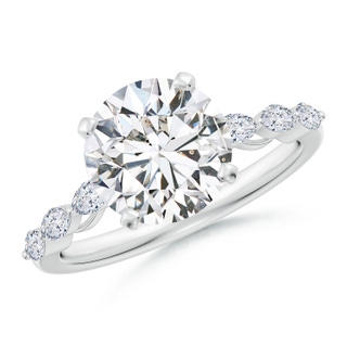 9.2mm HSI2 Round Diamond Engagement Ring with Marquise Accents in P950 Platinum