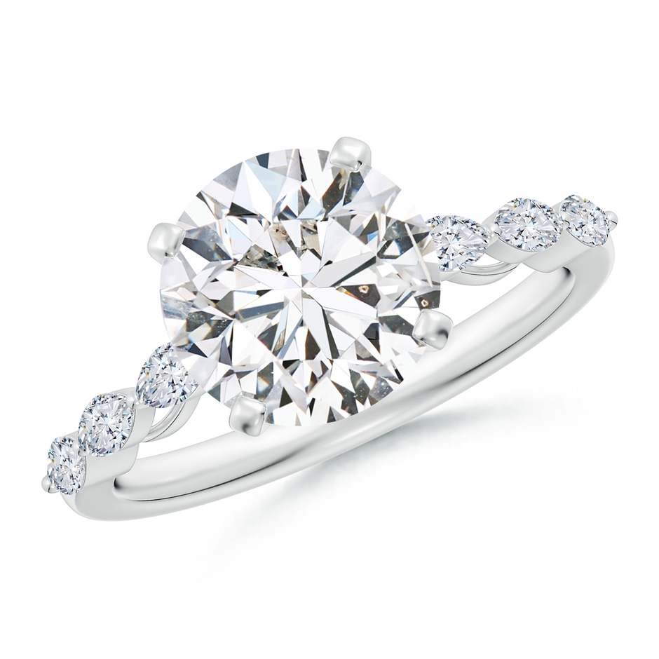 9.2mm HSI2 Round Diamond Engagement Ring with Marquise Accents in P950 Platinum 