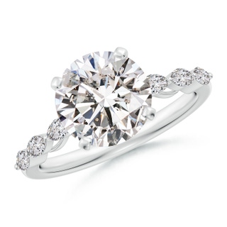 9.2mm IJI1I2 Round Diamond Engagement Ring with Marquise Accents in P950 Platinum