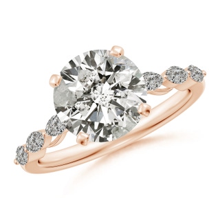 9.2mm KI3 Round Diamond Engagement Ring with Marquise Accents in Rose Gold