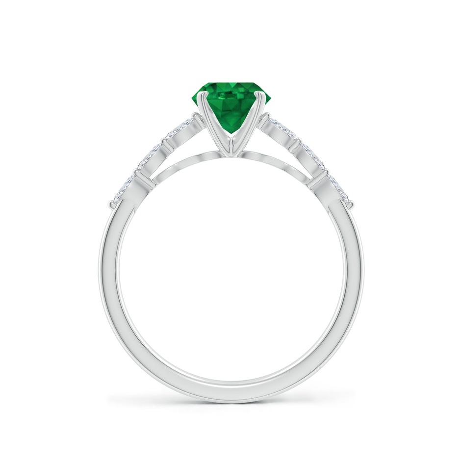 6mm AAA Round Emerald Engagement Ring with Marquise Diamonds in White Gold side 199