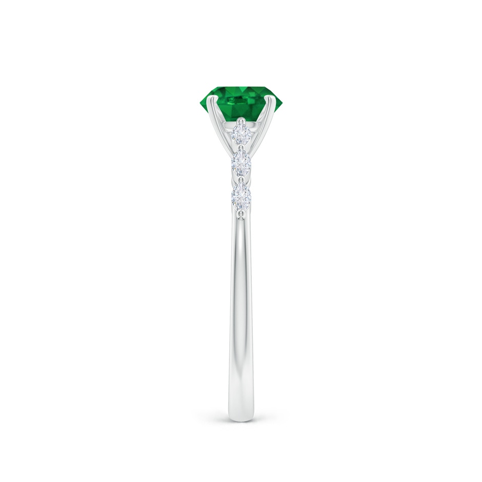 6mm AAA Round Emerald Engagement Ring with Marquise Diamonds in White Gold side 299