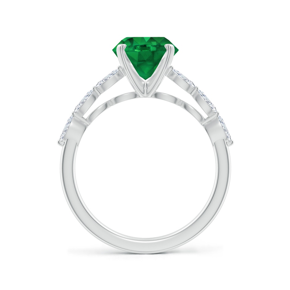 8mm AAA Round Emerald Engagement Ring with Marquise Diamonds in White Gold side 199