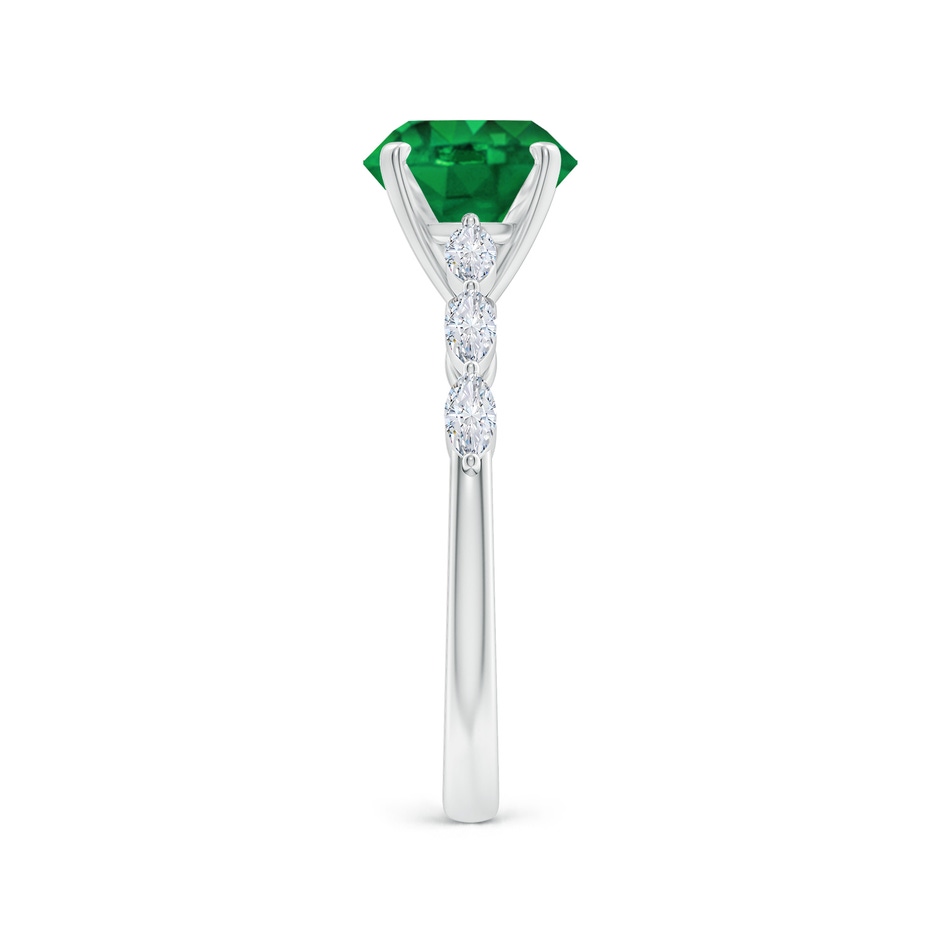 8mm AAA Round Emerald Engagement Ring with Marquise Diamonds in White Gold side 299