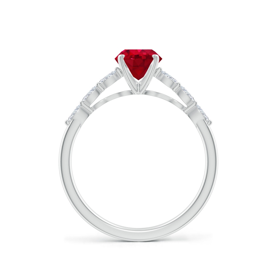 6mm AAA Round Ruby Engagement Ring with Marquise Diamonds in White Gold side 199