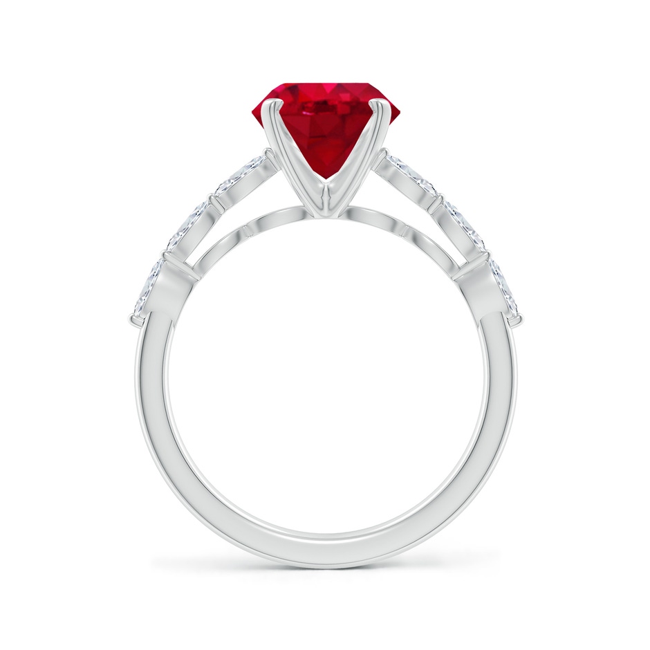 8mm AAA Round Ruby Engagement Ring with Marquise Diamonds in White Gold side 199