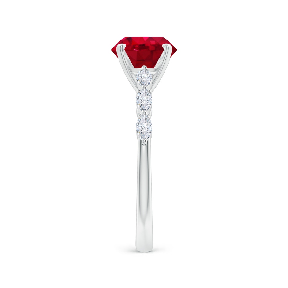 8mm AAA Round Ruby Engagement Ring with Marquise Diamonds in White Gold side 299