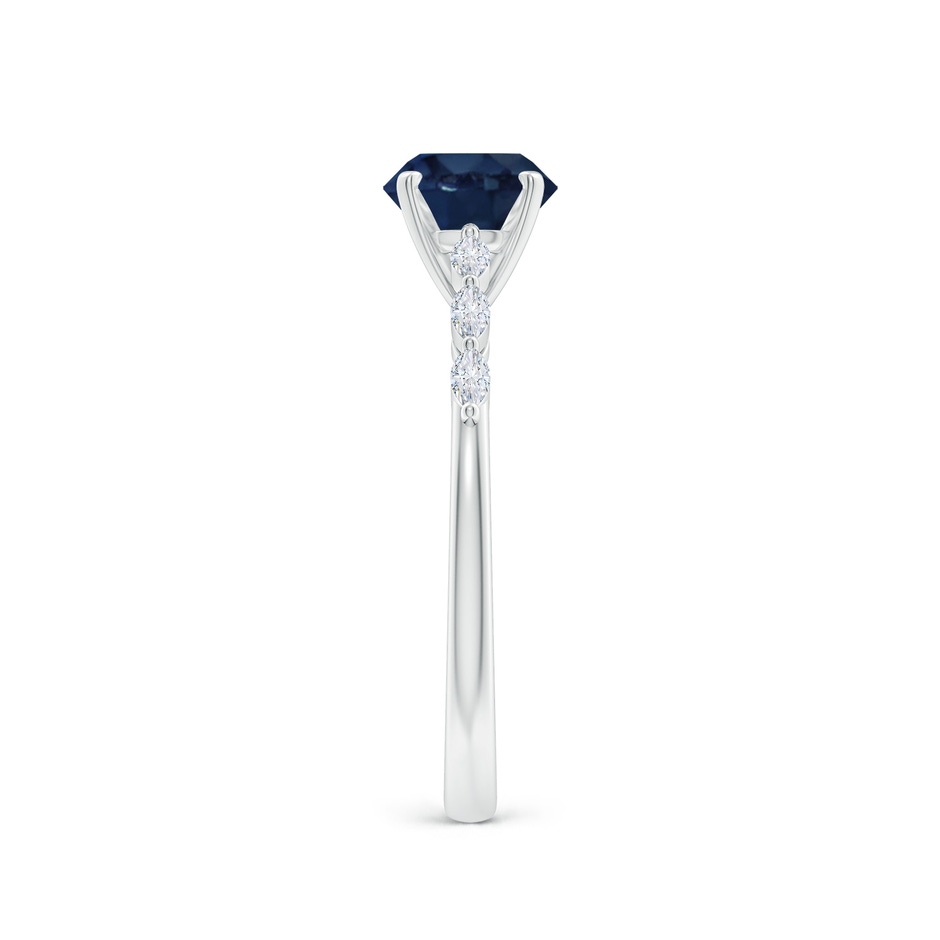 6.5mm AA Round Blue Sapphire Engagement Ring with Marquise Diamonds in P950 Platinum side 299
