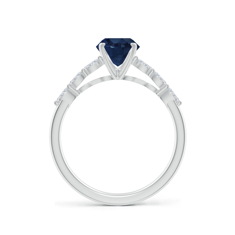 6.5mm AA Round Blue Sapphire Engagement Ring with Marquise Diamonds in White Gold side 199