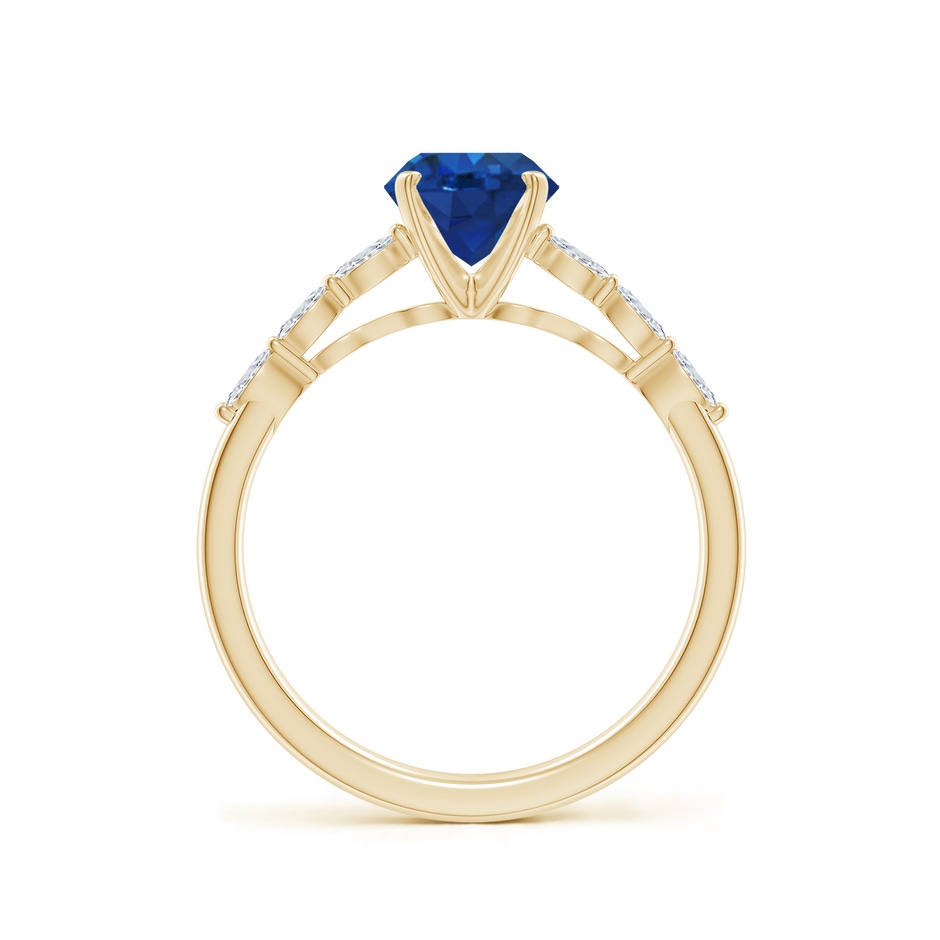 6.5mm AAA Round Blue Sapphire Engagement Ring with Marquise Diamonds in 18K Yellow Gold side 199