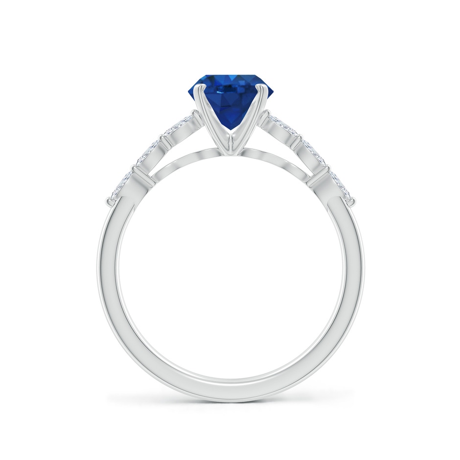 6.5mm AAA Round Blue Sapphire Engagement Ring with Marquise Diamonds in White Gold side 199