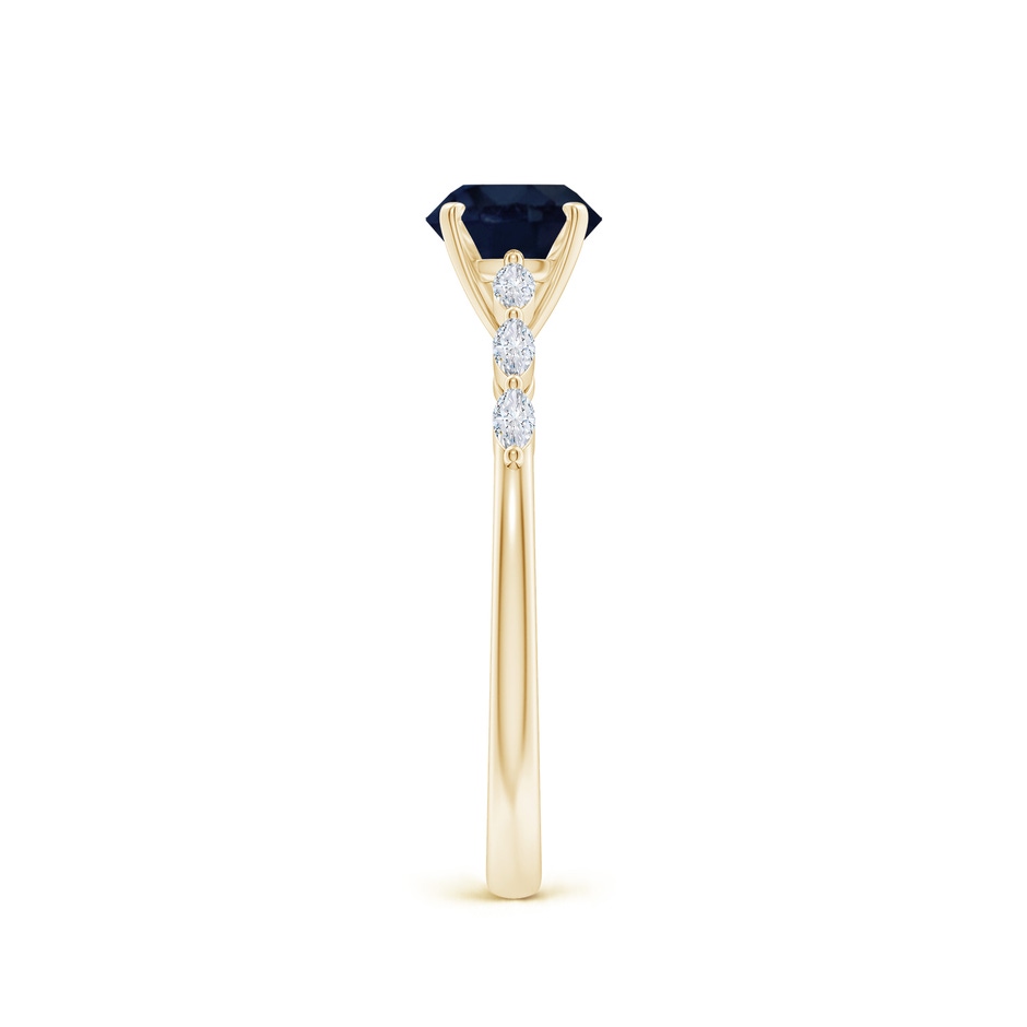 6mm A Round Blue Sapphire Engagement Ring with Marquise Diamonds in 18K Yellow Gold side 299