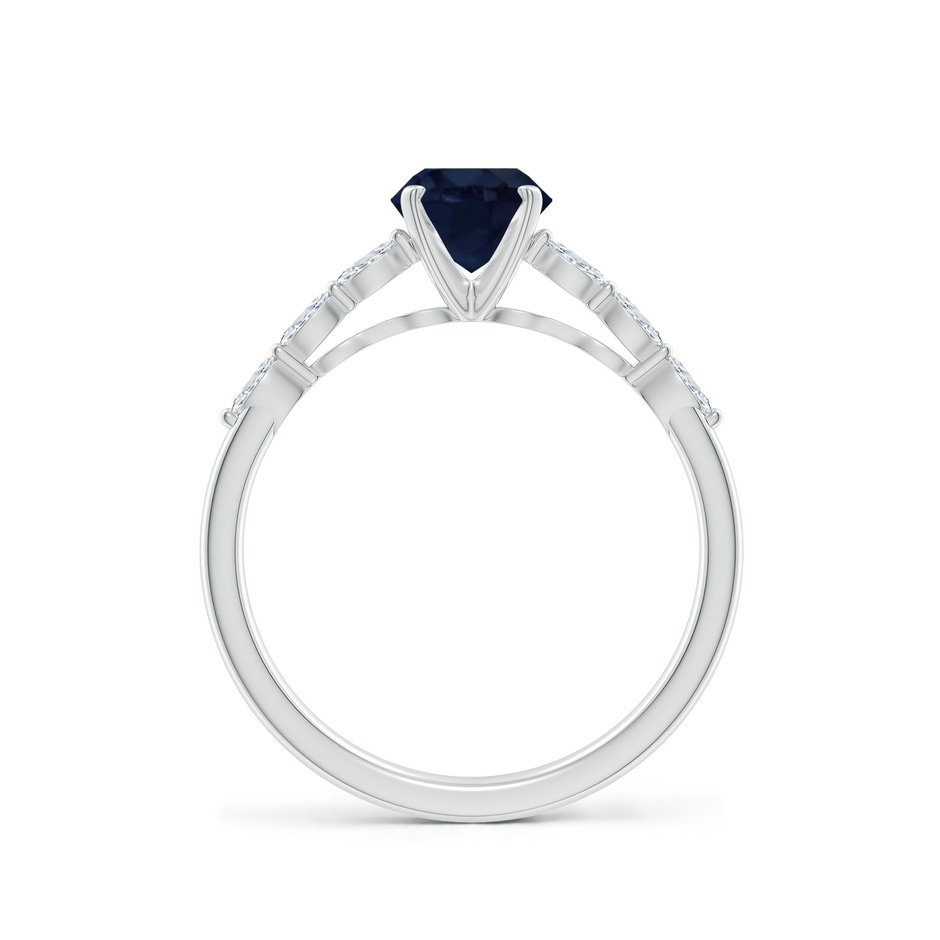 6mm A Round Blue Sapphire Engagement Ring with Marquise Diamonds in P950 Platinum side 199