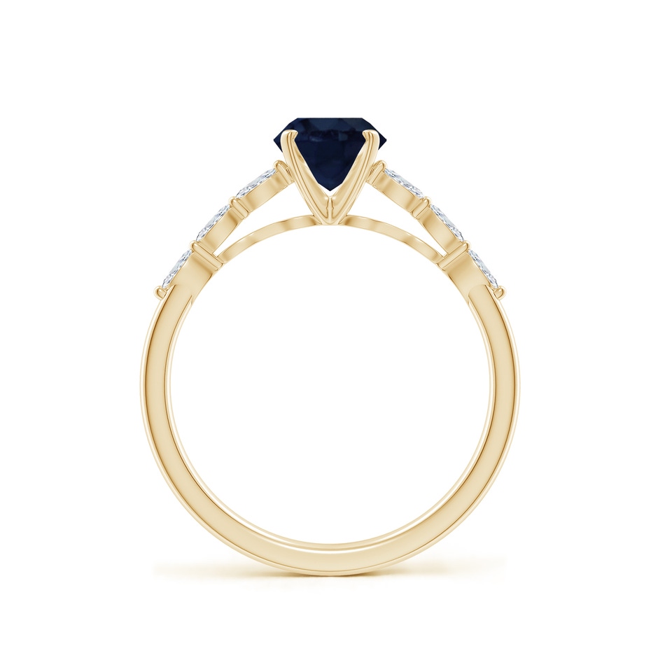 6mm A Round Blue Sapphire Engagement Ring with Marquise Diamonds in Yellow Gold side 199