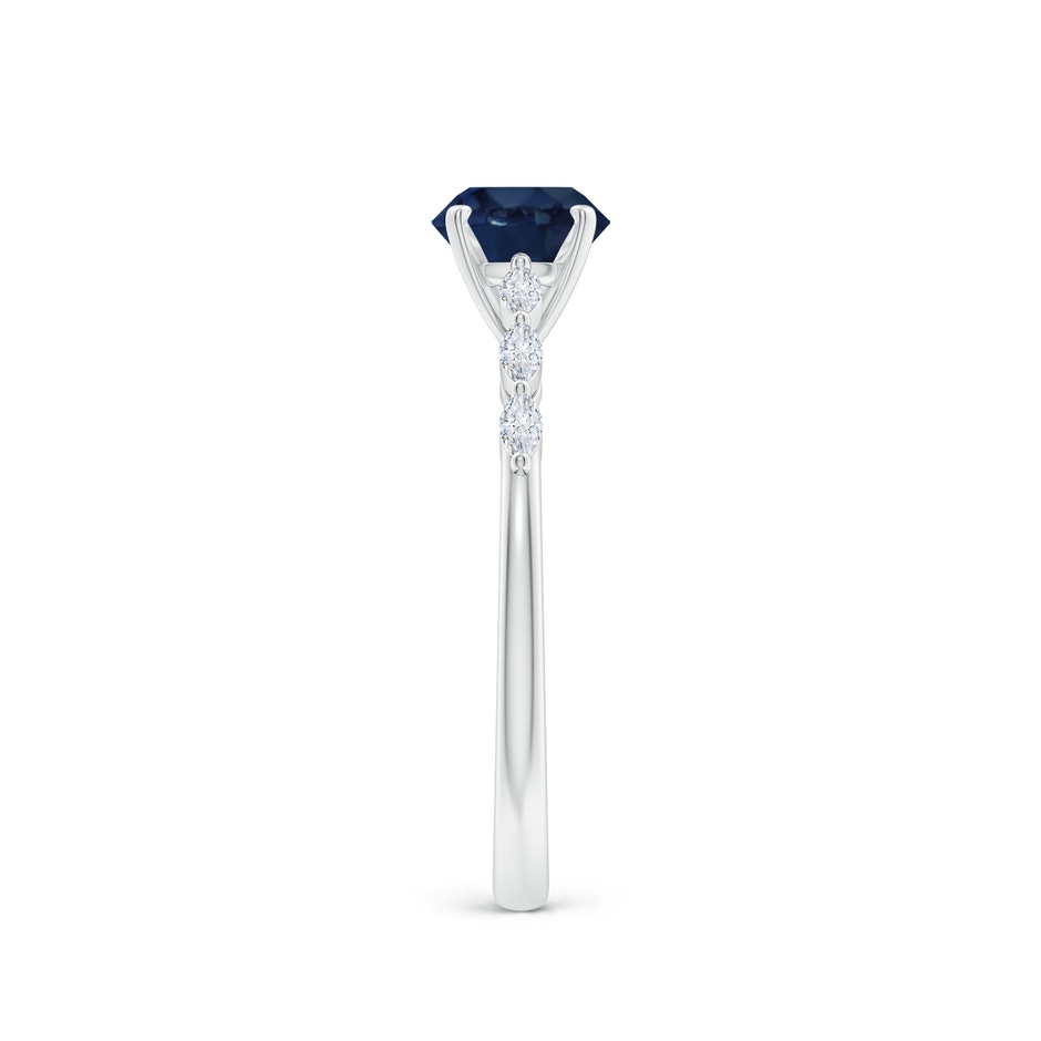 6mm AA Round Blue Sapphire Engagement Ring with Marquise Diamonds in White Gold side 299