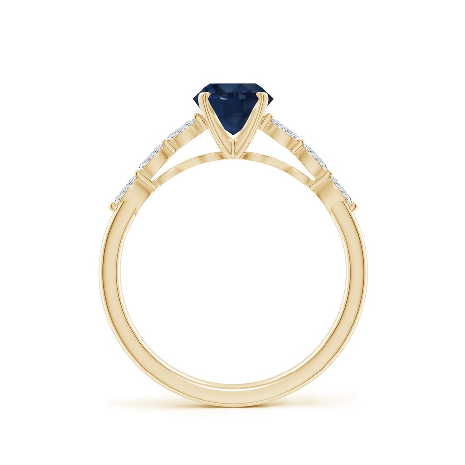 6mm AA Round Blue Sapphire Engagement Ring with Marquise Diamonds in Yellow Gold side 199