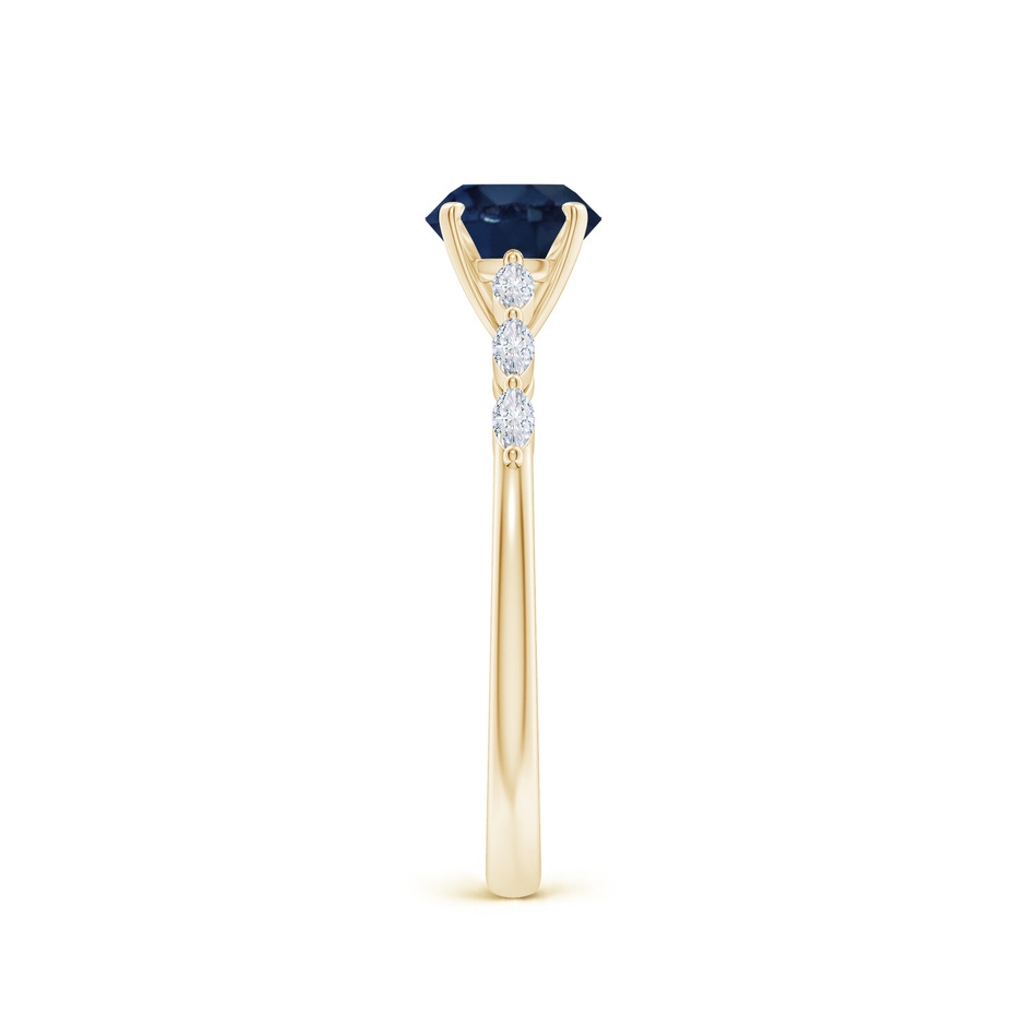 6mm AA Round Blue Sapphire Engagement Ring with Marquise Diamonds in Yellow Gold side 299