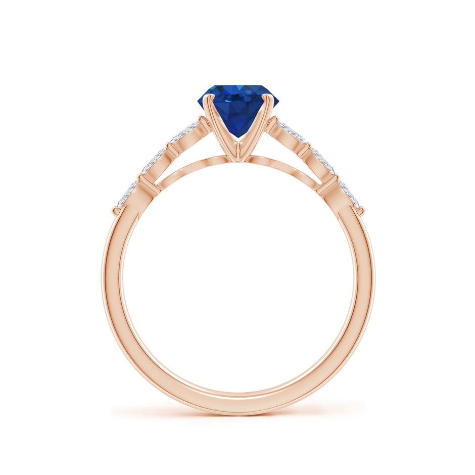 6mm AAA Round Blue Sapphire Engagement Ring with Marquise Diamonds in Rose Gold side 199