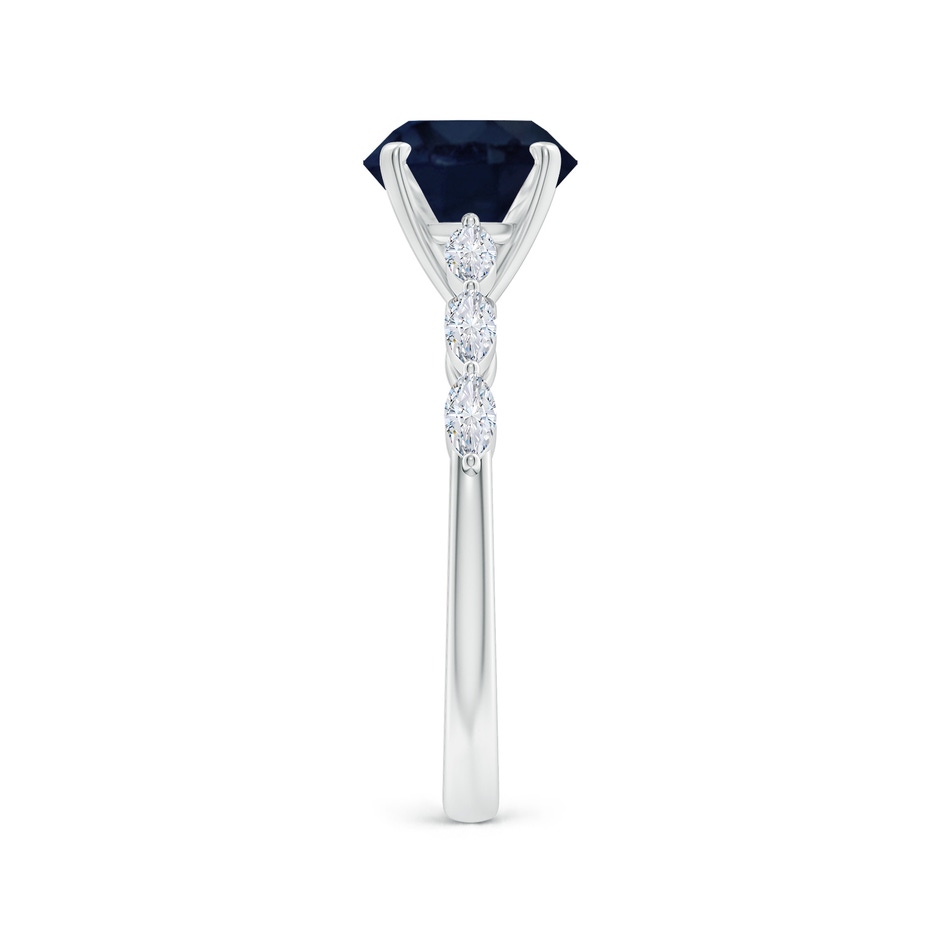 8mm A Round Blue Sapphire Engagement Ring with Marquise Diamonds in White Gold side 299