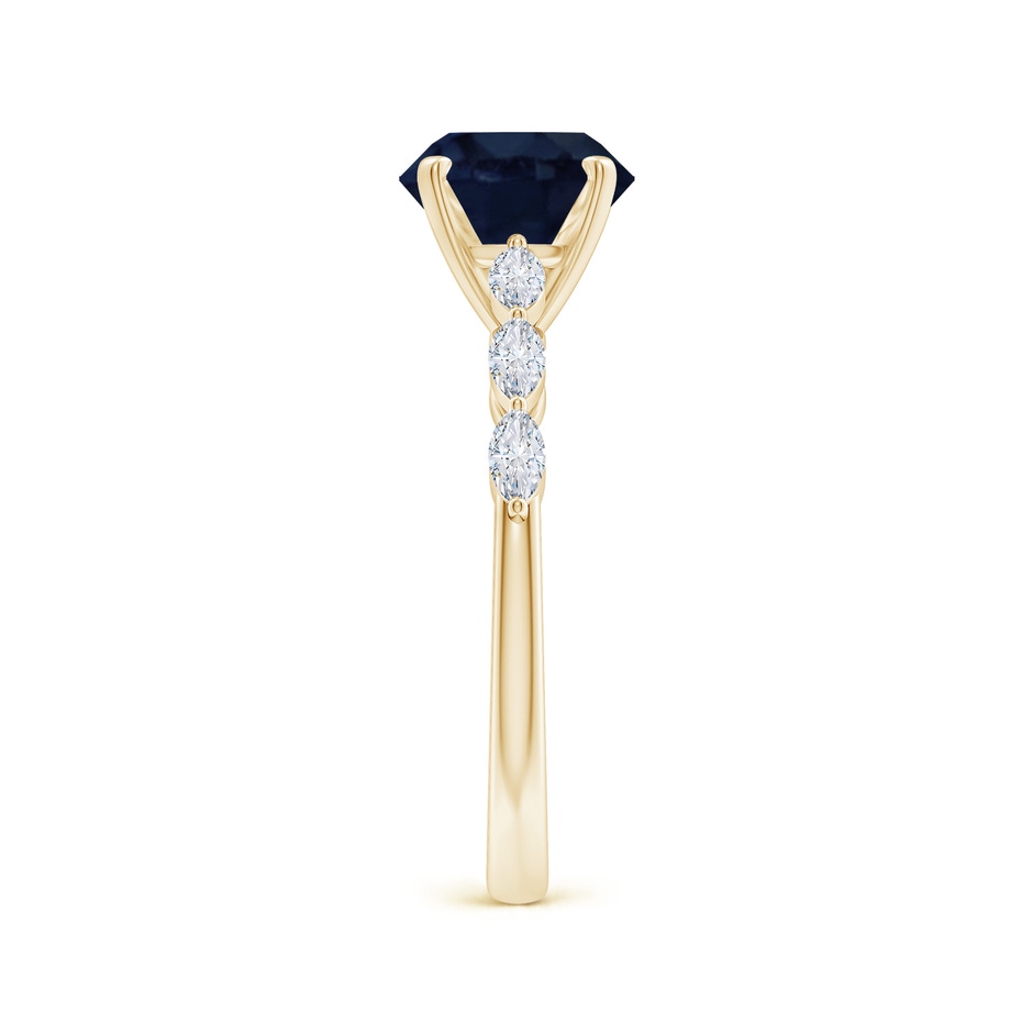 8mm A Round Blue Sapphire Engagement Ring with Marquise Diamonds in Yellow Gold side 299