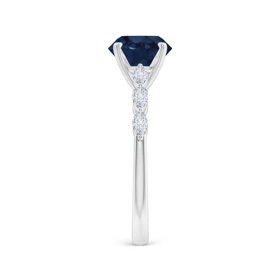 8mm AA Round Blue Sapphire Engagement Ring with Marquise Diamonds in P950 Platinum side 299