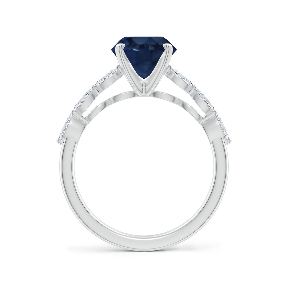 8mm AA Round Blue Sapphire Engagement Ring with Marquise Diamonds in White Gold side 199