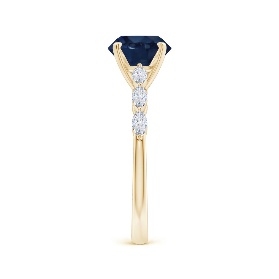 8mm AA Round Blue Sapphire Engagement Ring with Marquise Diamonds in Yellow Gold side 299