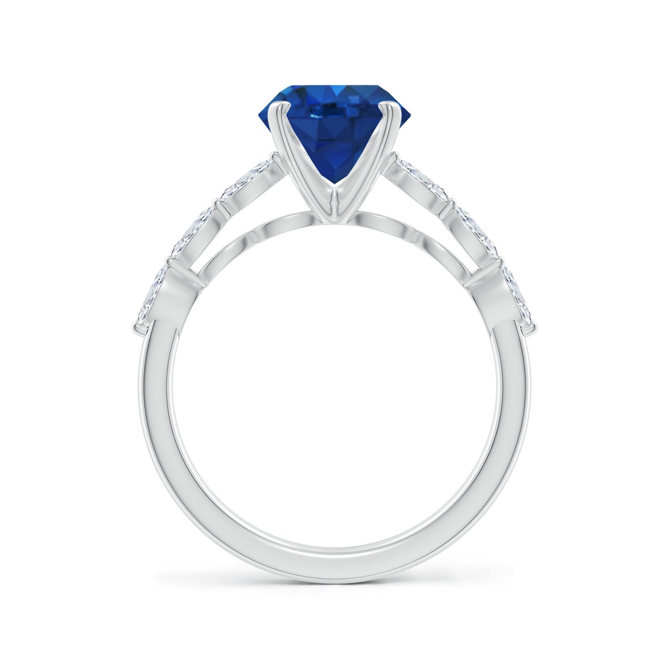 8mm AAA Round Blue Sapphire Engagement Ring with Marquise Diamonds in White Gold side 199