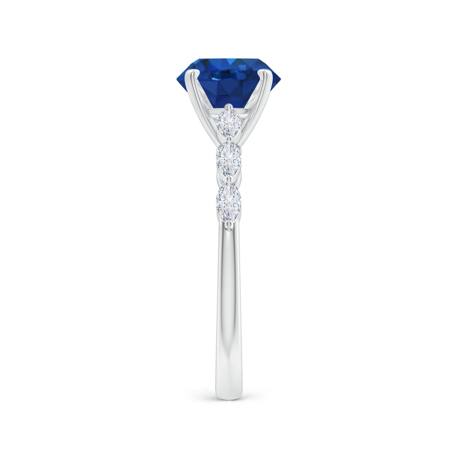 8mm AAA Round Blue Sapphire Engagement Ring with Marquise Diamonds in White Gold side 299