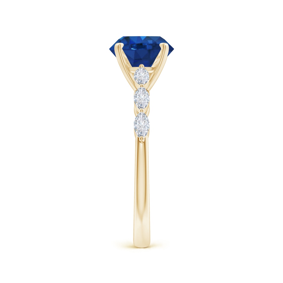 8mm AAA Round Blue Sapphire Engagement Ring with Marquise Diamonds in Yellow Gold side 299