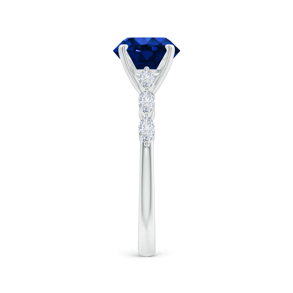 8mm AAAA Round Blue Sapphire Engagement Ring with Marquise Diamonds in P950 Platinum side 299