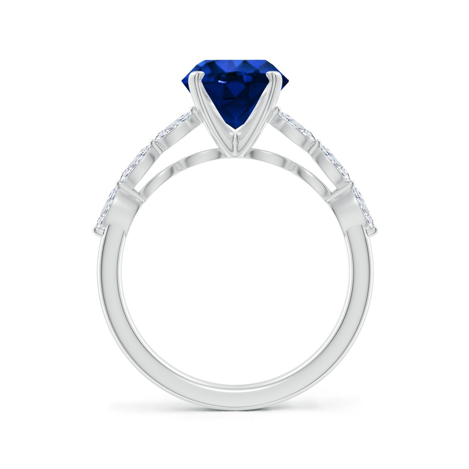 8mm Lab-Grown Round Blue Sapphire Engagement Ring with Marquise Diamonds in White Gold side 199