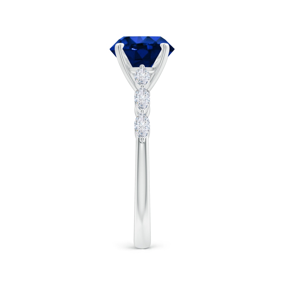 8mm Lab-Grown Round Blue Sapphire Engagement Ring with Marquise Diamonds in White Gold side 299