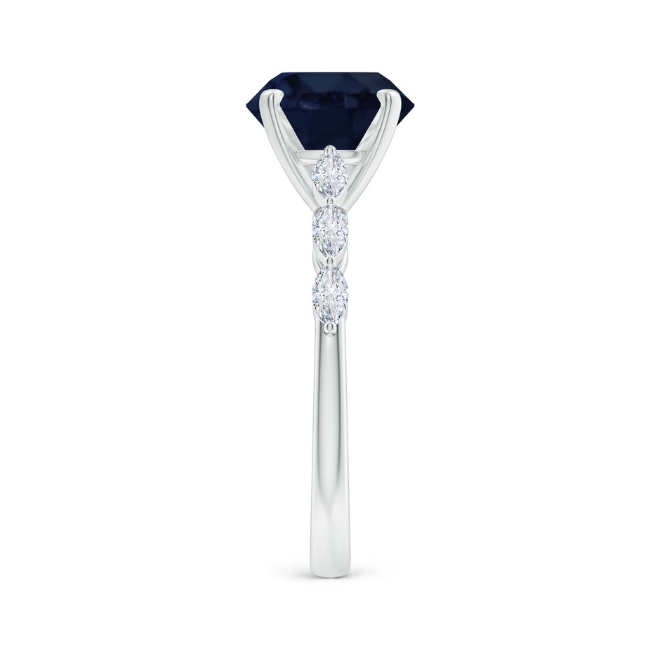 9mm A Round Blue Sapphire Engagement Ring with Marquise Diamonds in White Gold side 299