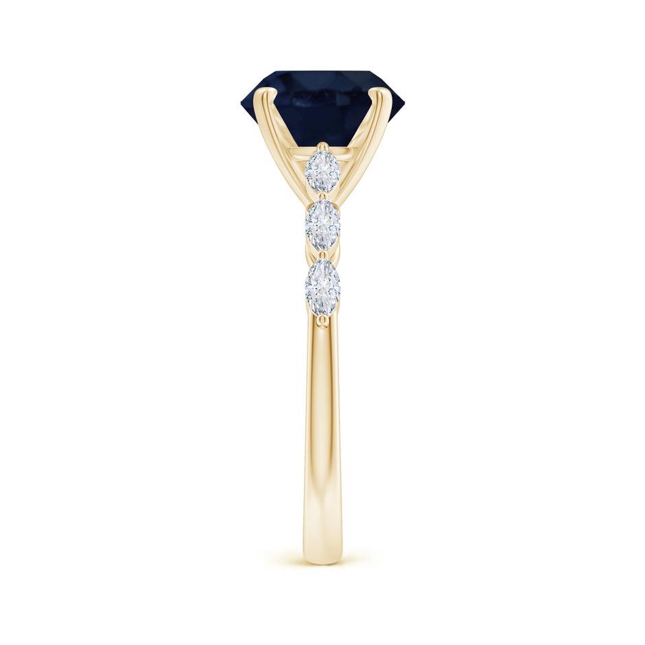 9mm A Round Blue Sapphire Engagement Ring with Marquise Diamonds in Yellow Gold side 299