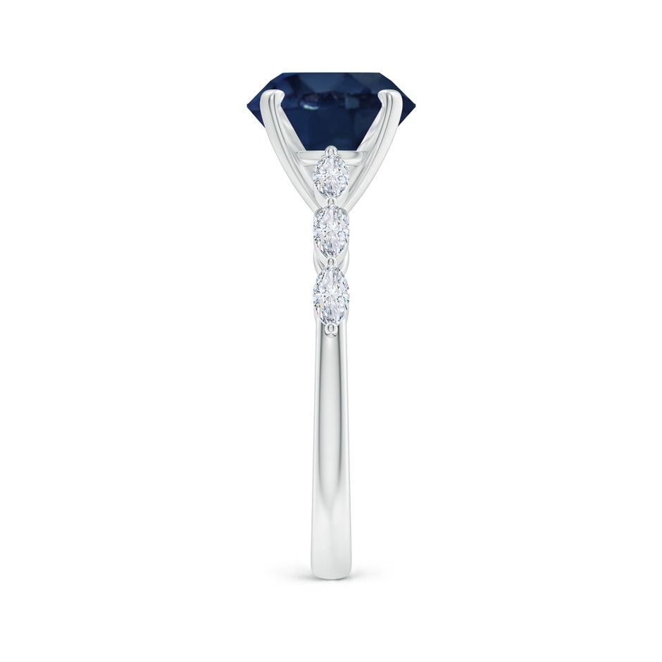 9mm AA Round Blue Sapphire Engagement Ring with Marquise Diamonds in P950 Platinum side 299
