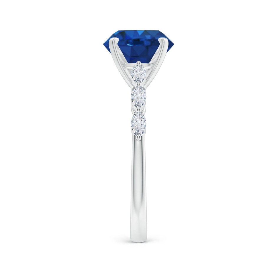 9mm AAA Round Blue Sapphire Engagement Ring with Marquise Diamonds in P950 Platinum side 299