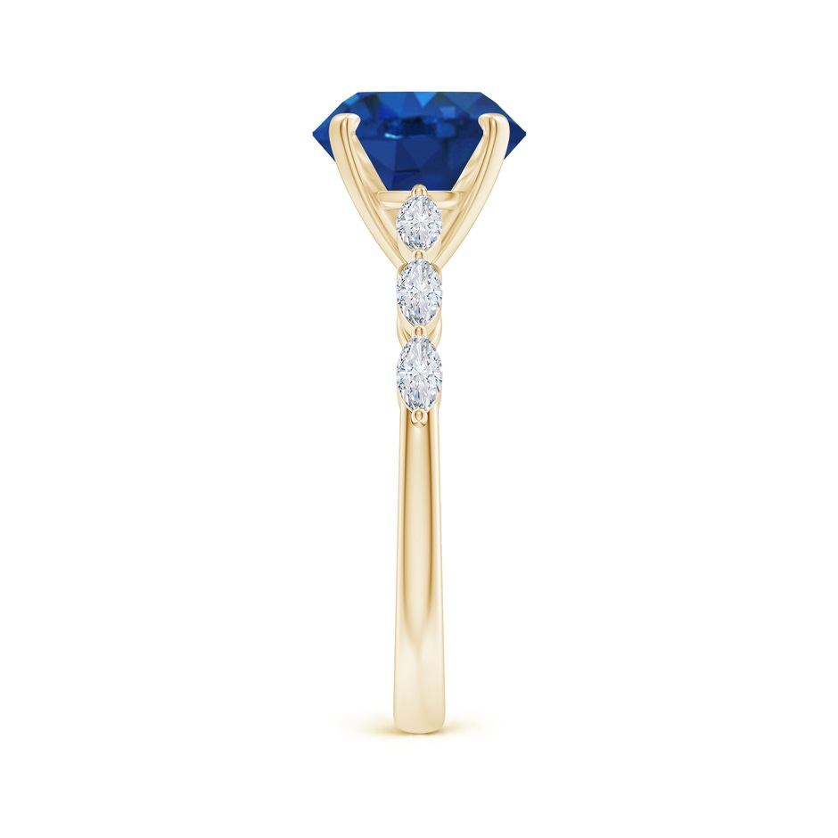 9mm AAA Round Blue Sapphire Engagement Ring with Marquise Diamonds in Yellow Gold side 299