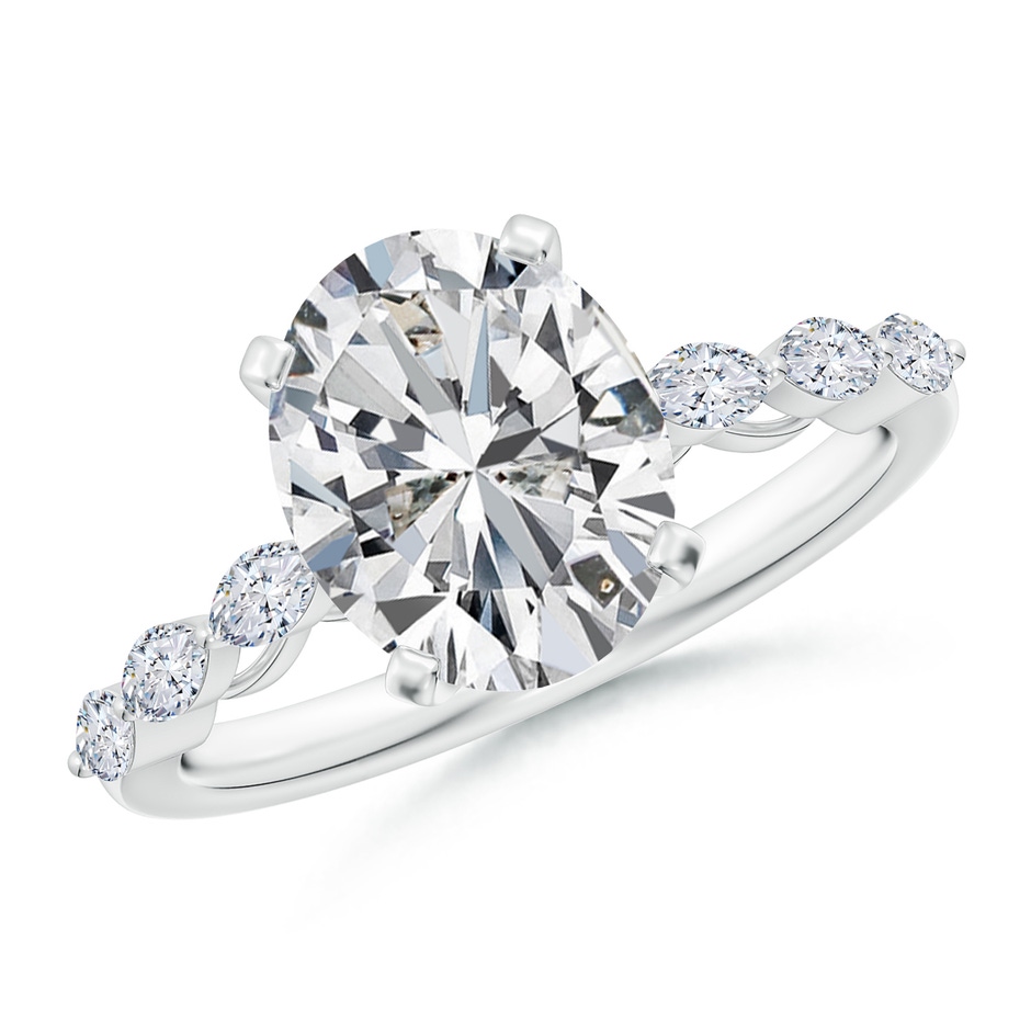 10x8mm HSI2 Oval Diamond Engagement Ring with Marquise Accents in P950 Platinum 