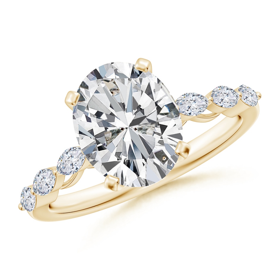 10x8mm HSI2 Oval Diamond Engagement Ring with Marquise Accents in Yellow Gold 