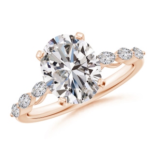 10x8mm IJI1I2 Oval Diamond Engagement Ring with Marquise Accents in Rose Gold