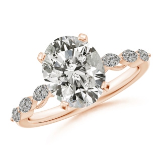 10x8mm KI3 Oval Diamond Engagement Ring with Marquise Accents in Rose Gold
