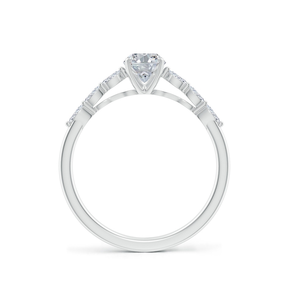 7x5mm HSI2 Oval Diamond Engagement Ring with Marquise Accents in 18K White Gold side 199
