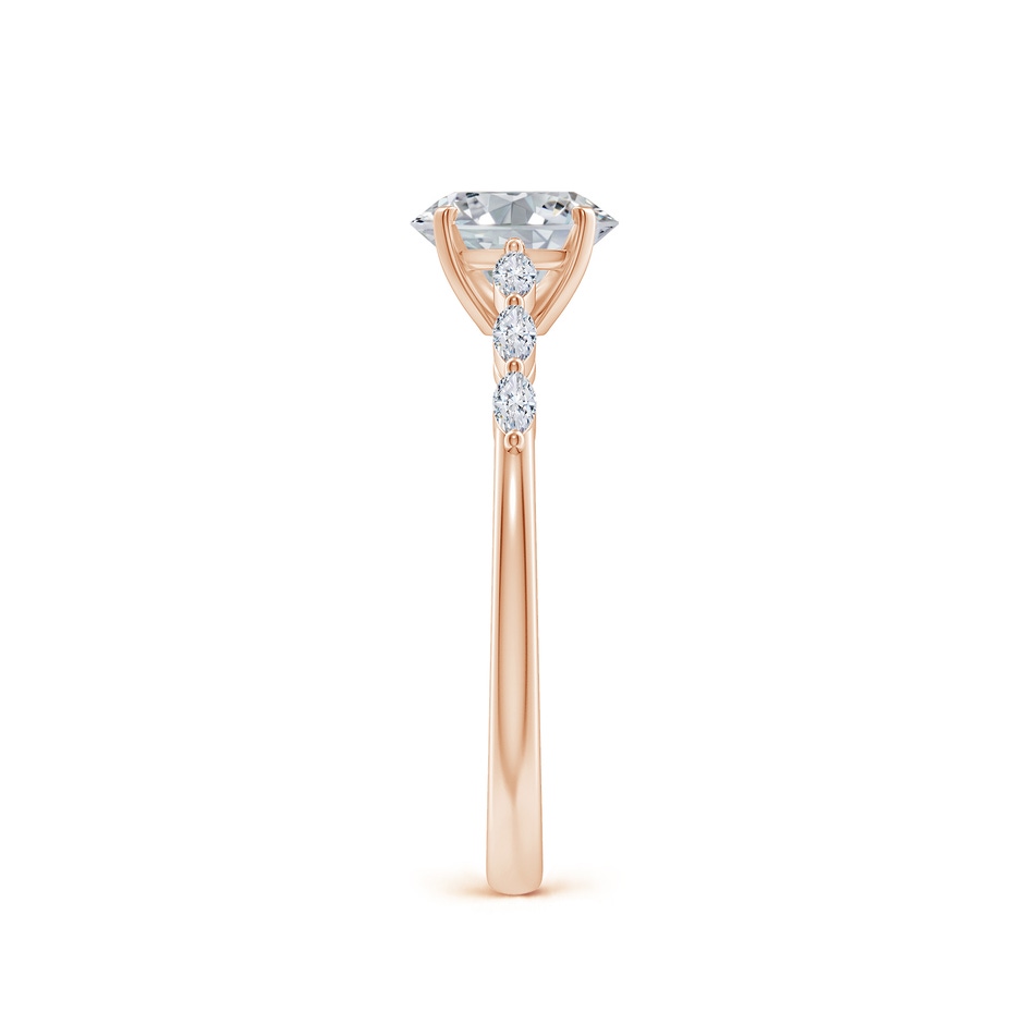 7x5mm HSI2 Oval Diamond Engagement Ring with Marquise Accents in Rose Gold side 299