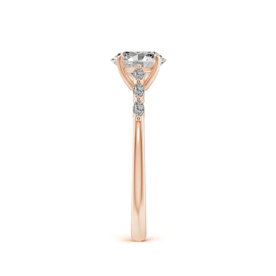 7x5mm KI3 Oval Diamond Engagement Ring with Marquise Accents in Rose Gold side 299